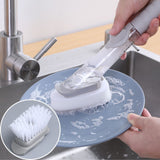 Hydraulic Brush Automatic Adding Liquid Pot Soft Kitchen Brush Kitchen Utensils for Pot Bowl1Pc Handle 2Pcs Brushes 2Pcs Sponges