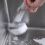 Hydraulic Brush Automatic Adding Liquid Pot Soft Kitchen Brush Kitchen Utensils for Pot Bowl1Pc Handle 2Pcs Brushes 2Pcs Sponges