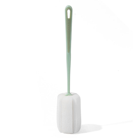 Long Handle Sponge Bottle Brush 360° Cleaning Elastic Flexible Hanging Hole Design Soft Sponge Bottle Cleaning BrushGreen