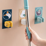 Wall Mounted Mop Clip Strong Adsorption Capacity Waterproof Roller Design Broom Rack for Bathroom Kitchen ToiletSloth In Australia - Darrahopens