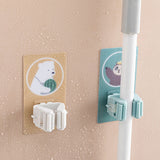 Wall Mounted Mop Clip Strong Adsorption Capacity Waterproof Roller Design Broom Rack for Bathroom Kitchen ToiletSloth