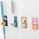 Wall Mounted Mop Clip Strong Adsorption Capacity Waterproof Roller Design Broom Rack for Bathroom Kitchen ToiletSloth