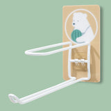 Wall Mounted Coat Rack Cartoon Animal 2 Layer Storage Space Saving Acrylic Adhesive Wrought Iron Spray Wall HangerBear