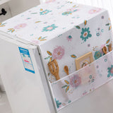Refrigerator Dust Cover PEVA Home Water and Oil Proofing Refrigerator Cover Towel for Kitchen Fashionable Flower 130x55cm/51.2x21.7in