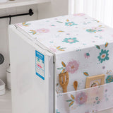 Refrigerator Dust Cover PEVA Home Water and Oil Proofing Refrigerator Cover Towel for Kitchen Fashionable Flower 130x55cm/51.2x21.7in