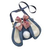 Rabbit Ear Crossbody Bag Summer Oxford Cloth Lovely Bowknot Crossbody Bag for Girls Blue In Australia - Darrahopens