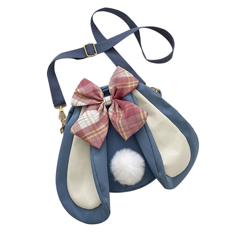 Rabbit Ear Crossbody Bag Summer Oxford Cloth Lovely Bowknot Crossbody Bag for Girls Blue In Australia - Darrahopens