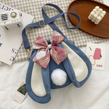 Rabbit Ear Crossbody Bag Summer Oxford Cloth Lovely Bowknot Crossbody Bag for Girls Blue In Australia - Darrahopens