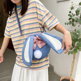 Rabbit Ear Crossbody Bag Summer Oxford Cloth Lovely Bowknot Crossbody Bag for Girls Blue In Australia - Darrahopens