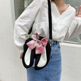 Rabbit Ear Crossbody Bag Summer Oxford Cloth Lovely Bowknot Crossbody Bag for Girls Black In Australia - Darrahopens