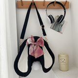 Rabbit Ear Crossbody Bag Summer Oxford Cloth Lovely Bowknot Crossbody Bag for Girls Black In Australia - Darrahopens