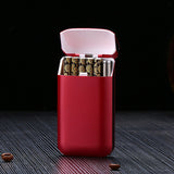 Cigarette Case Height Adjustable Thick Thin Cigarettes Dual Use Lighter Split Cigarette Case Holder Red