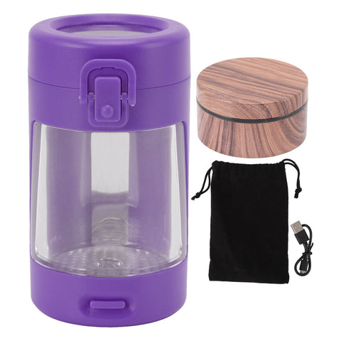 Glow Storage Jar with Grinder LED Waterproof Transparent Glass Seal Jar with 55mm Grinder for Outdoor Purple In Australia - Darrahopens