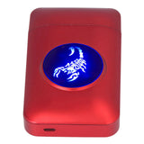 USB Rechargeable Cigarette Case Box with Windproof Lighter Holding 19pcs 84mm to 100mm Cigarettes Red Scorpion