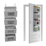 Over Door Hanging Organizer Wall Mount Storage with Hooks for Pantry Nursery Kitchen Closet Dorm Grey 4 Pockets