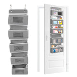 Over Door Hanging Organizer Wall Mount Storage with Hooks for Pantry Nursery Kitchen Closet Dorm Grey 5 Pockets