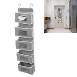 Over Door Hanging Organizer Wall Mount Storage with Hooks for Pantry Nursery Kitchen Closet Dorm Grey 5 Pockets