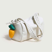 Woman Handbag with Pendant Fashionable Lovely Appearance Bright Pure Color PU Female Shoulder Bag Beige In Australia - Darrahopens