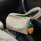 Woman Handbag with Pendant Fashionable Lovely Appearance Bright Pure Color PU Female Shoulder Bag Beige In Australia - Darrahopens