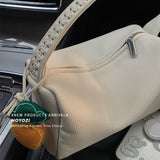 Woman Handbag with Pendant Fashionable Lovely Appearance Bright Pure Color PU Female Shoulder Bag Beige In Australia - Darrahopens
