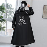 Adult Raincoat Rainstorm Proof Hiking Cycling Raincoat with Double Hat Brim Waterproof Zipper 902 Black 2XL 160‑175cm/63.0‑68.9in