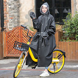Adult Raincoat Rainstorm Proof Hiking Cycling Raincoat with Double Hat Brim Waterproof Zipper 902 Black 2XL 160‑175cm/63.0‑68.9in