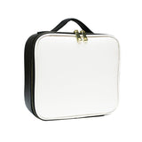 Cosmetic Storage Bag PU Leather Large Capacity Waterproof Adjustable Partition Makeup Case for Travel Black White In Australia - Darrahopens
