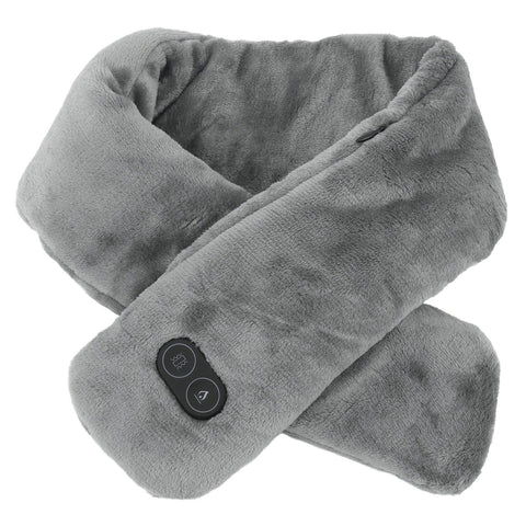 Heating Scarf USB Powered Soft Warm Soreness Relief Vibration Massage Pure Color Heated Neck Wrap for Adult Elderly Dark Gray In Australia - Darrahopens