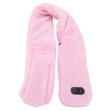 Heating Scarf USB Powered Soft Warm Soreness Relief Vibration Massage Pure Color Heated Neck Wrap for Adult Elderly Pink