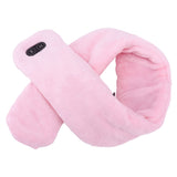Heating Scarf USB Powered Soft Warm Soreness Relief Vibration Massage Pure Color Heated Neck Wrap for Adult Elderly Pink