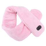 Heating Scarf USB Powered Soft Warm Soreness Relief Vibration Massage Pure Color Heated Neck Wrap for Adult Elderly Pink