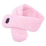 Heating Scarf USB Powered Soft Warm Soreness Relief Vibration Massage Pure Color Heated Neck Wrap for Adult Elderly Pink