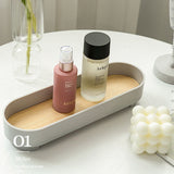 Narrow Arc Tray Simple Fashionable Versatile Decorative Home Oval Serving Storage Tray for Makeup Fragrance Gray In Australia - Darrahopens