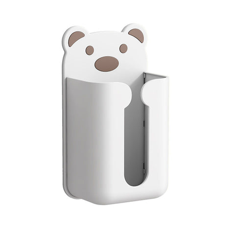 Wall Mounted Tissue Box Punching Free Cute Bear Pattern Plastic Tissue Dispenser for Home Bathroom White Bear Brown In Australia - Darrahopens