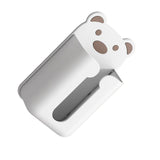 Wall Mounted Tissue Box Punching Free Cute Bear Pattern Plastic Tissue Dispenser for Home Bathroom White Bear Brown