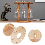 Wooden Wine Rack Glass Cup Holder Organizer Tabletop Display for 6 Glass and 1 Wine Bottle