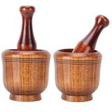 Wooden Grinding Bowl Household Kitchen Manual Garlic Ginger Spices Grinder Mortar Pestle Set