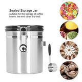 1.5L 304 Stainless Steel Coffee Beans Tea Canister Sealed Food Storage Container with SpoonStainless Steel Color