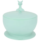 Cute Silicone Baby Feeding Bowl Spoon Set with Suction Base Non-Slip Tableware for InfantLight Green