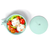 Cute Silicone Baby Feeding Bowl Spoon Set with Suction Base Non-Slip Tableware for InfantLight Green
