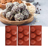 3PCS Semi Sphere Silicone Mold Baking Mold for DIY Making Hot Chocolate Mousse Cake5 Hole