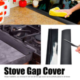 2pcs Stove Counter Gap Cover HeatResistant Anti Oil Oven Gap Filler Sealing Strip(Black 25in)