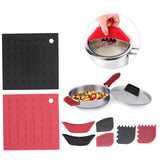 8Pcs/Set Pot Holder Scraper Pan Handle Kit Silicone Anti-Scalding Accessory for Home Kitchen