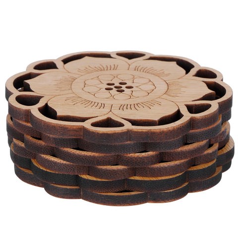 6Pcs/Set Teacup Mat Bamboo Coaster Heat Insulated Cup Pad Drinkware Tabletop AccessoryFlower Bud Type In Australia - Darrahopens
