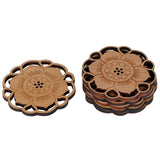 6Pcs/Set Teacup Mat Bamboo Coaster Heat Insulated Cup Pad Drinkware Tabletop AccessoryFlower Bud Type