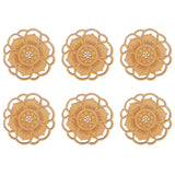 6Pcs/Set Teacup Mat Bamboo Coaster Heat Insulated Cup Pad Drinkware Tabletop AccessoryFlower Bud Type