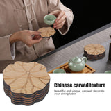 6Pcs/Set Teacup Mat Bamboo Coaster Heat Insulated Cup Pad Drinkware Tabletop AccessoryLotus Leaf Type