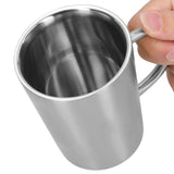 340ml 304 Stainless Steel Beer Mug Coffee Water Cup with Handgrip Double Wall DrinkwareStainless Steel Color In Australia - Darrahopens