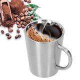 340ml 304 Stainless Steel Beer Mug Coffee Water Cup with Handgrip Double Wall DrinkwareStainless Steel Color