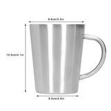 340ml 304 Stainless Steel Beer Mug Coffee Water Cup with Handgrip Double Wall DrinkwareStainless Steel Color